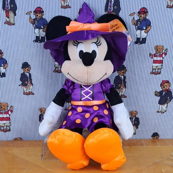 Disney Minnie Mouse Halloween Witch purple & orange new with tags 19' plush toy - Picture 1 of 9